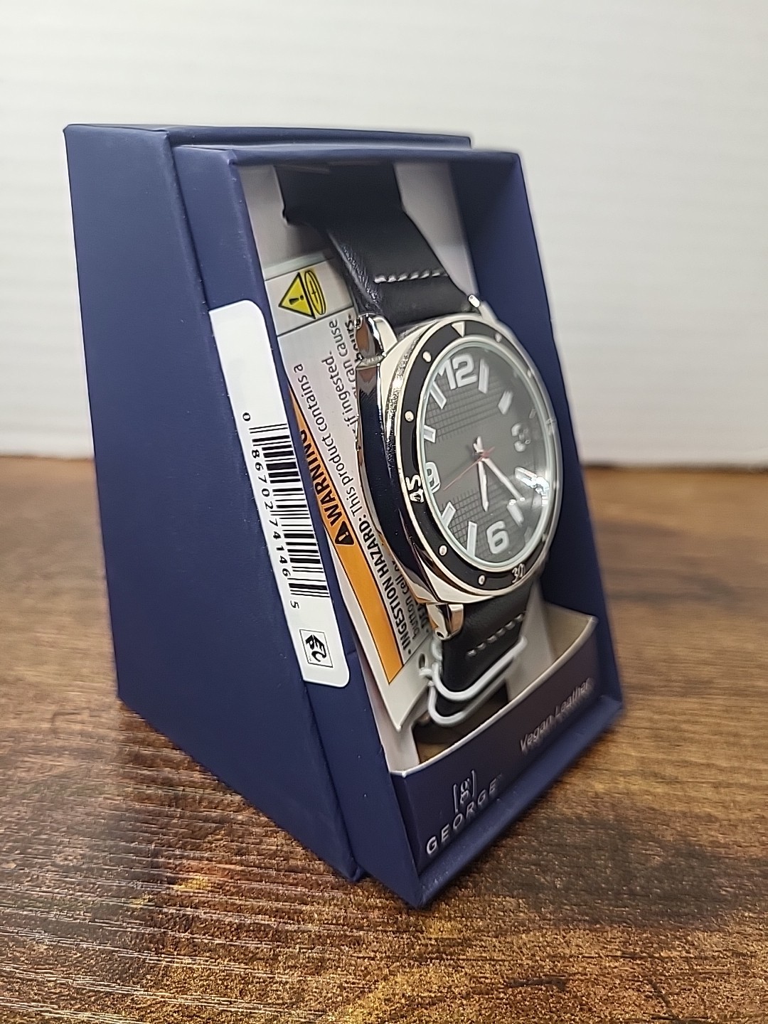 George Men’s Vegan Leather Watch Silver/Black