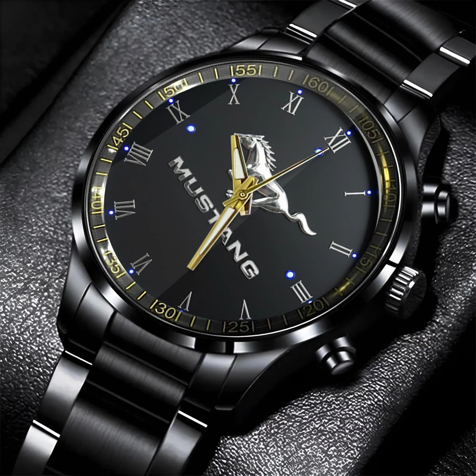 Ford Mustang Exclusive Logo Personalized Black Hand Watch Gift For Fan
