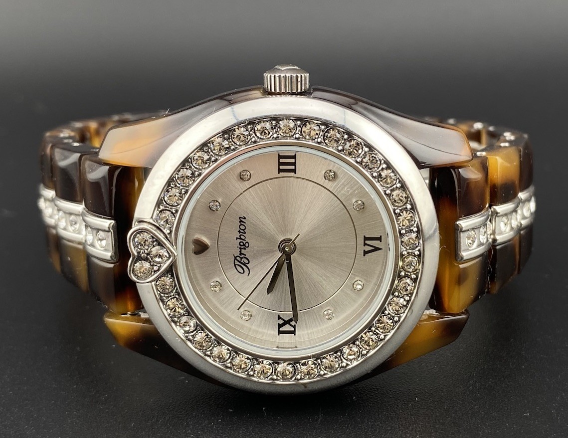 Brighton Dana Point Tortoise Shell Crystals Encrusted Woman’s Watch Aesthetic