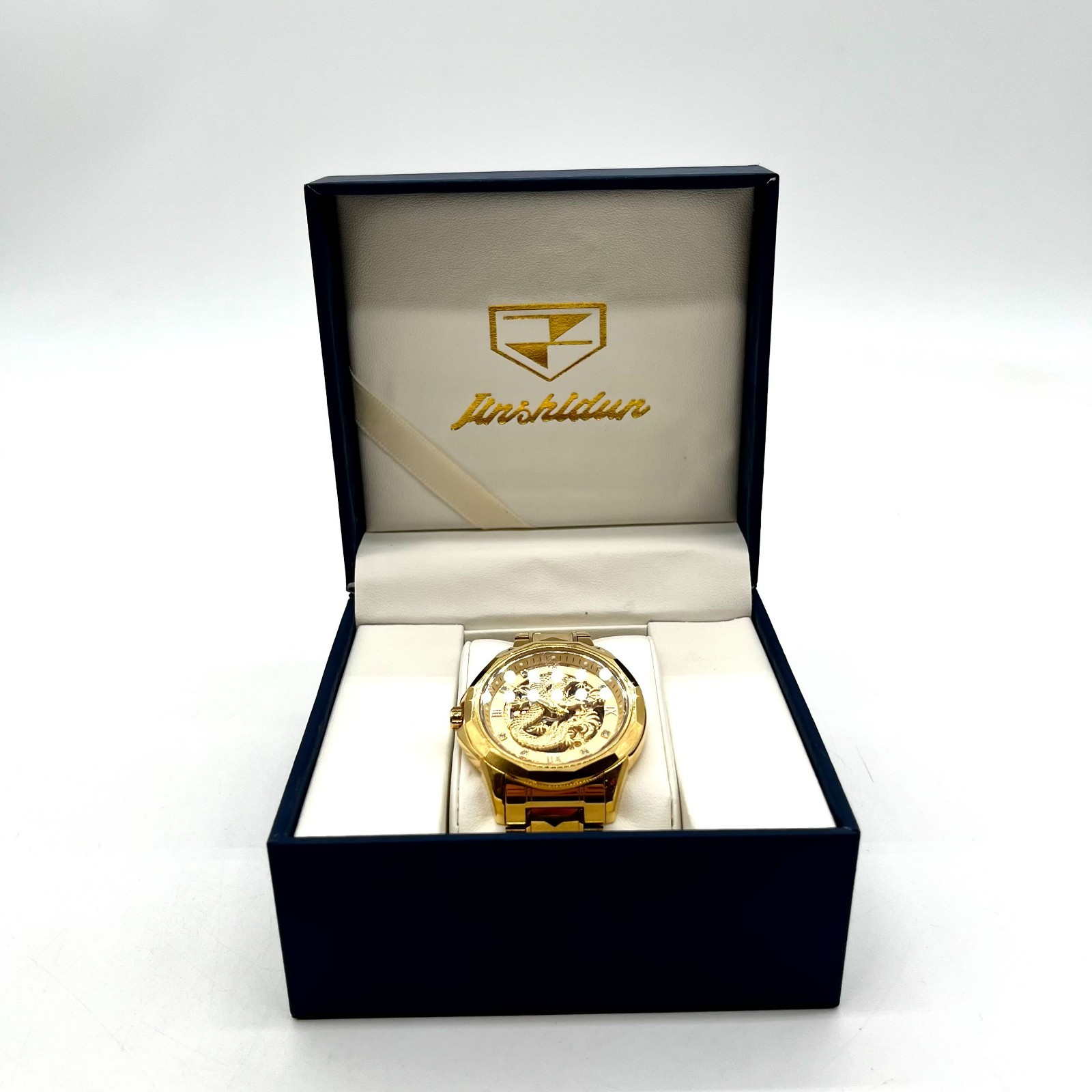 JSDUN Men’s Stainless Steel Case Water Resistant Wristwatch Gold Model 8840