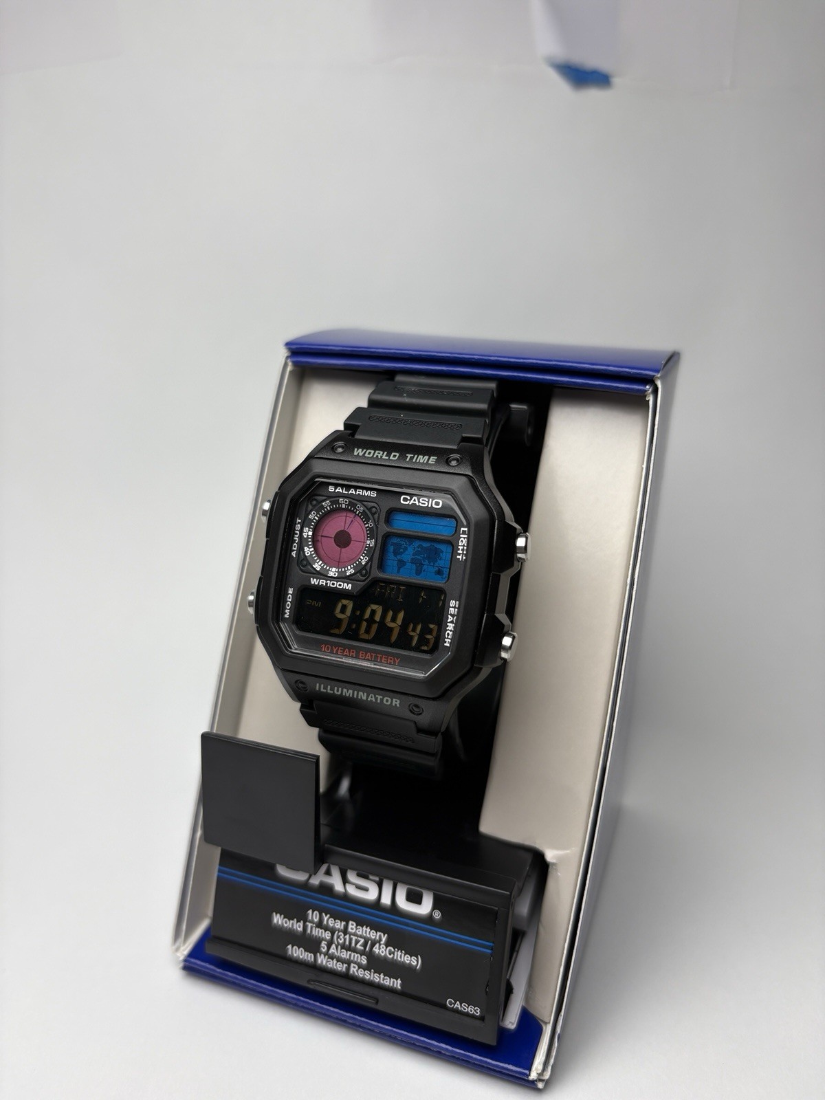 Casio AE1200 Royale Custom Watch Cyberpunk Neon Mod Negative Display Pink Blue
