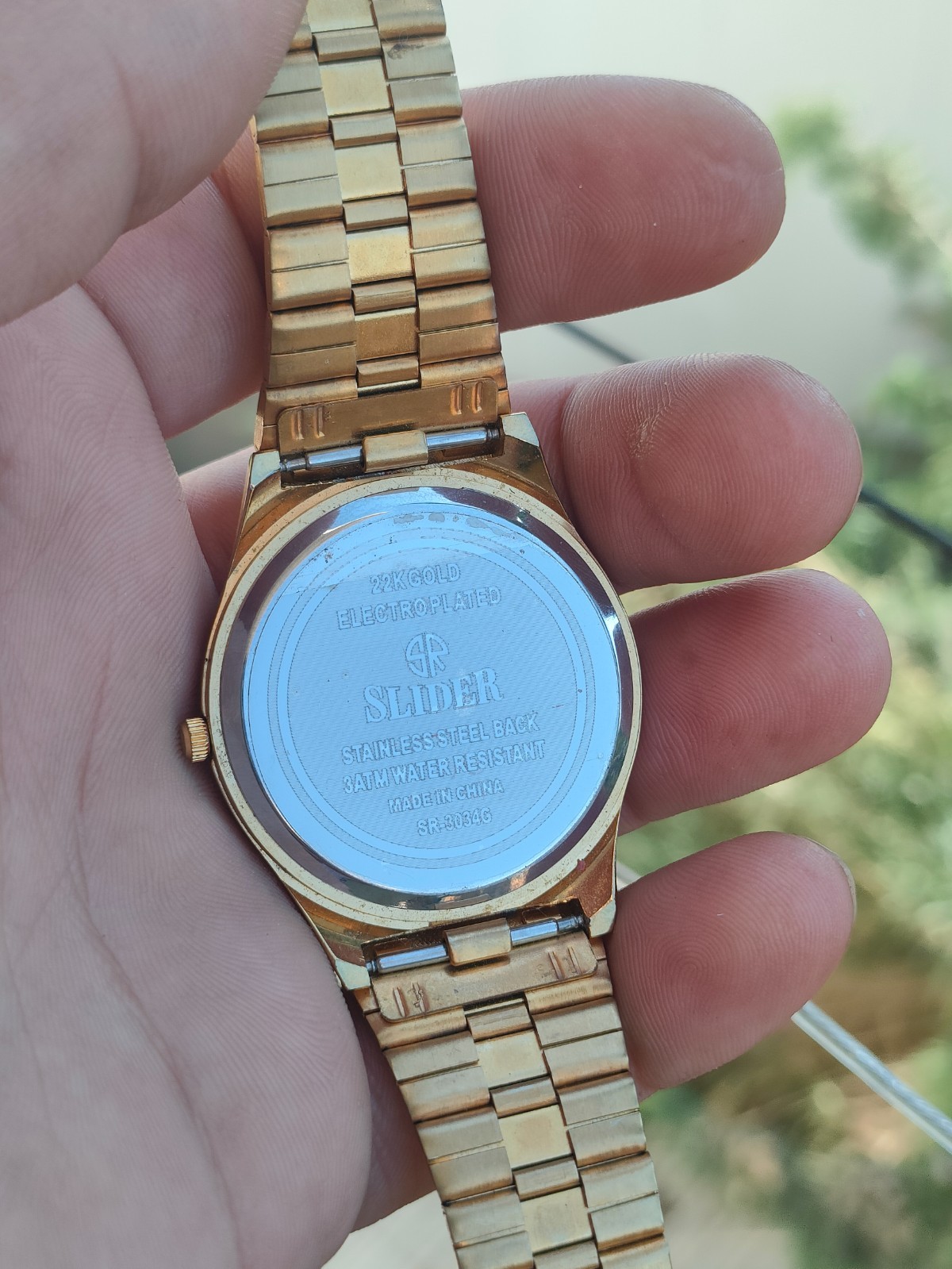 Vintage Slider Quartz Men Watch 22K Gold Plated Champagne Dial Crystal Dress Ret