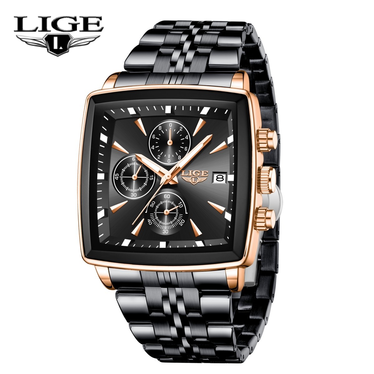 Military Men Watch Stainless Steel Quartz Date Luminous Chronograph Waterproof