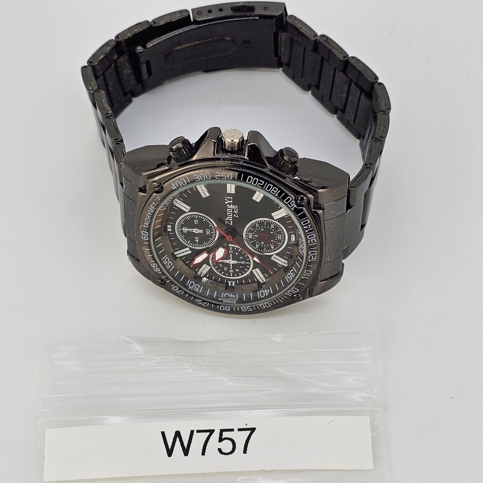 Men’s Watch Black Dial 44MM Black Case Black Bracelet Band 8″ Wrist Working