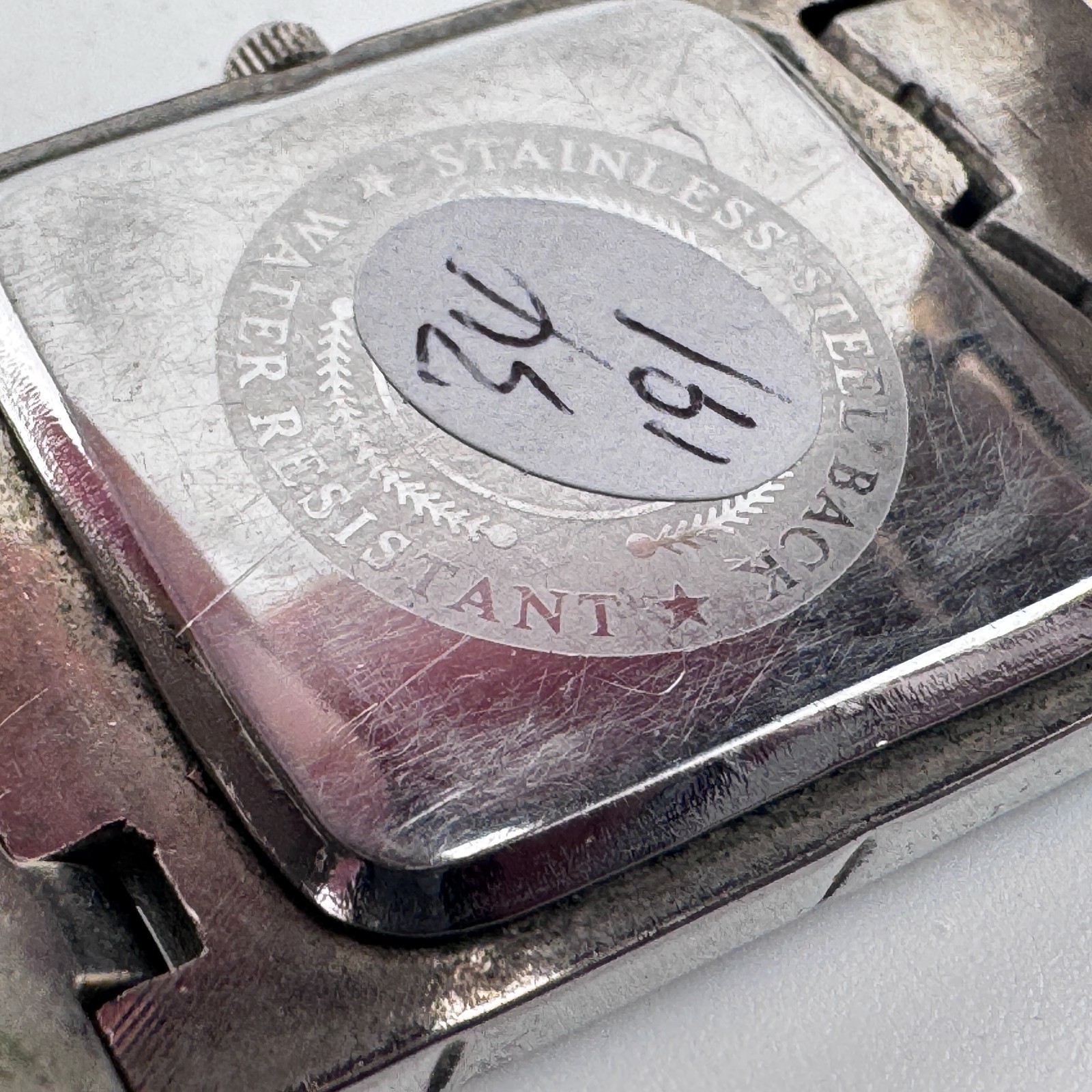 Vintage Geneva Quartz Watch Men Silver Nugget Rectangle Diamonds New Battery 8″