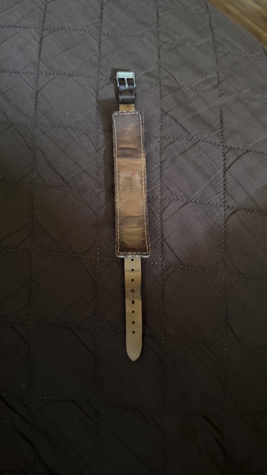Guess I55106L7 White Dial Brown Textured Band Watch