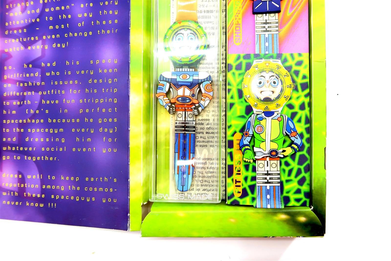 Swatch Watch STRIPP SDN120 Spaceman New 1996 Box Set ~ WORKS HAS DAMAGED BAND