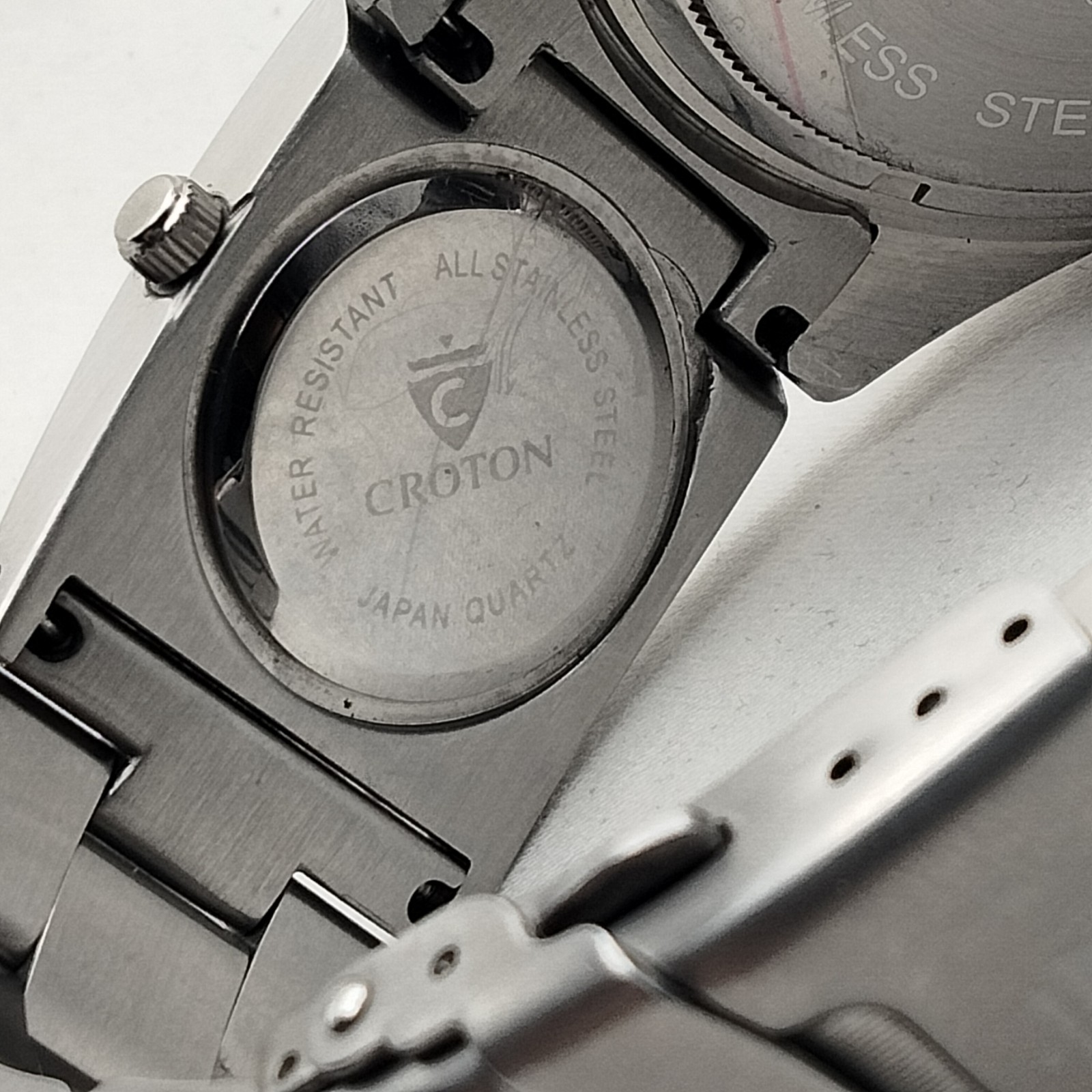 Croton Model CA301150SSBL Dual Time Automatic/Quartz Watch With Box.
