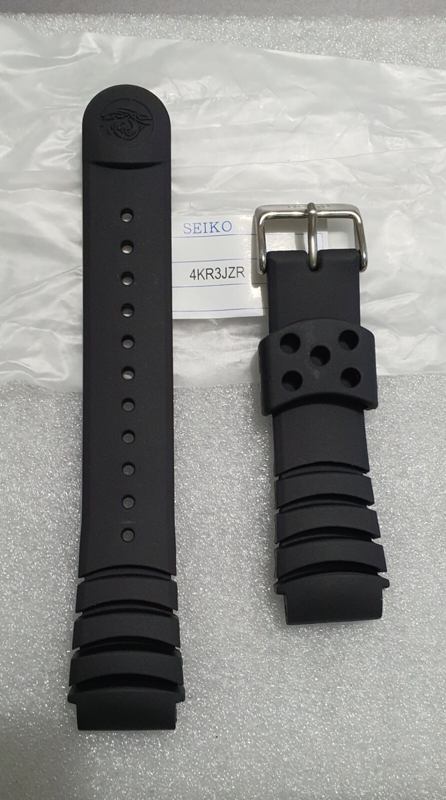 Seiko 4KR3JZR 4KR3NZR Genuine Black Plastic/Resin Strap by Seiko 20mm/2.0cm