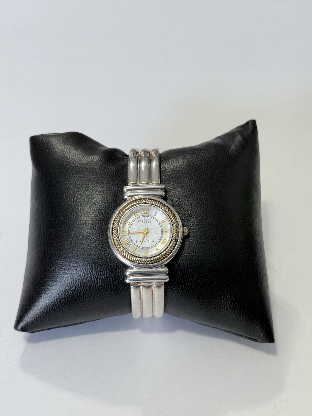 Ecclissi Sterling Silver Ladies Bracelet Watch — Two-Tone Band New Battery 6.25″