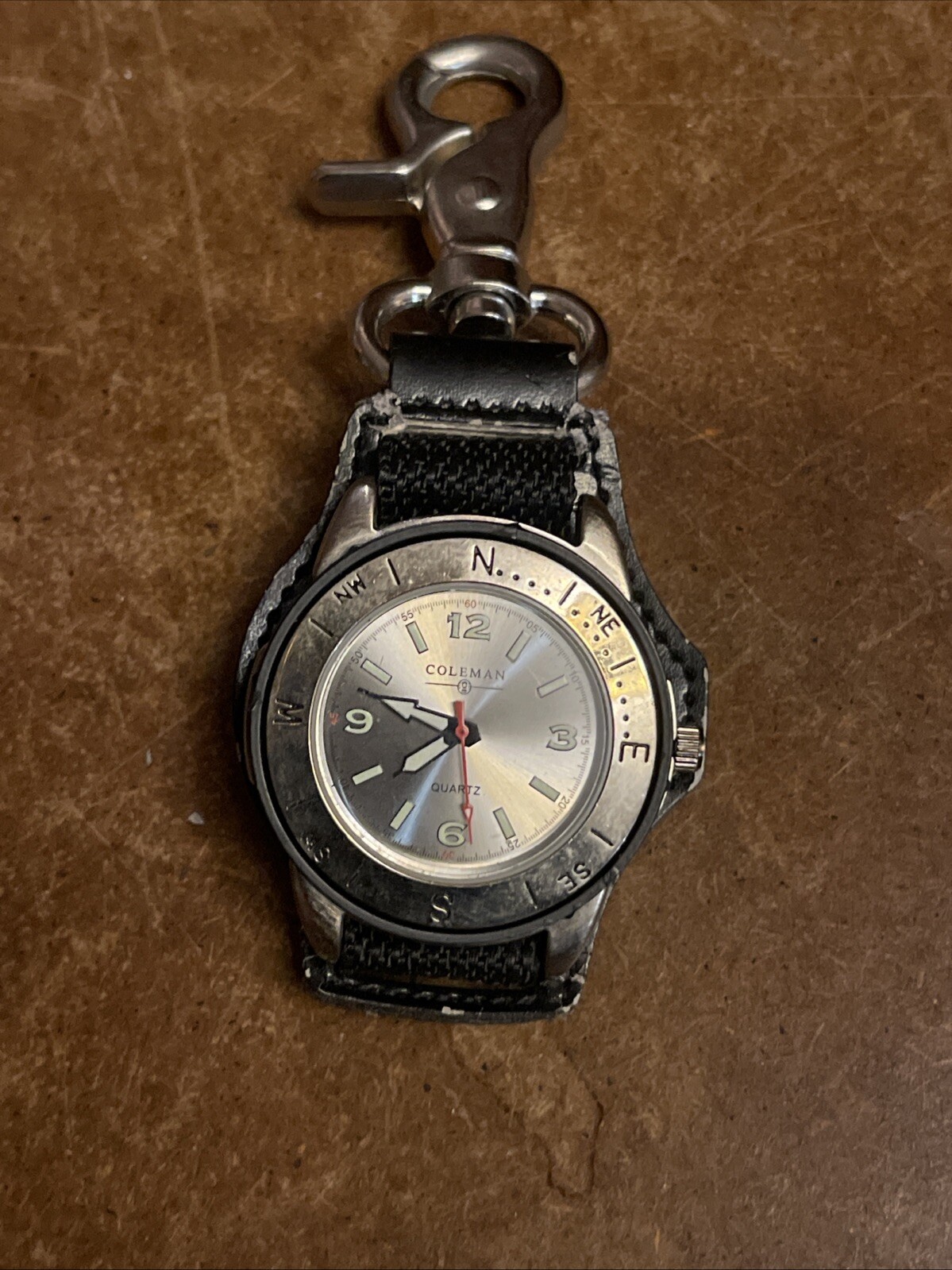 Coleman Outdoors Pocket Watch With Clip Case Compass Japan Movement VTG