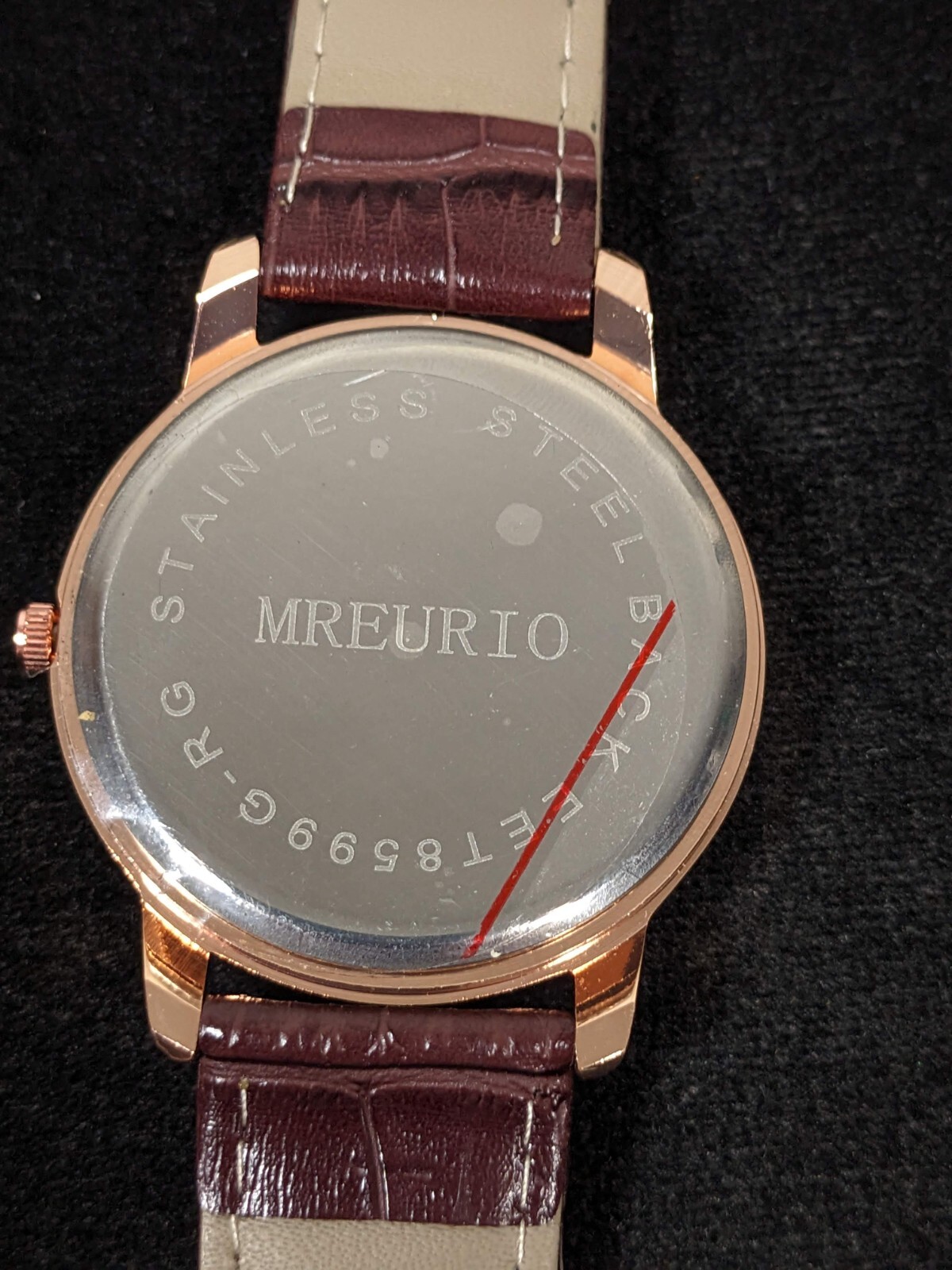 Mreurio White Dial Round Gold Tone Case Brown Leather Band Watch