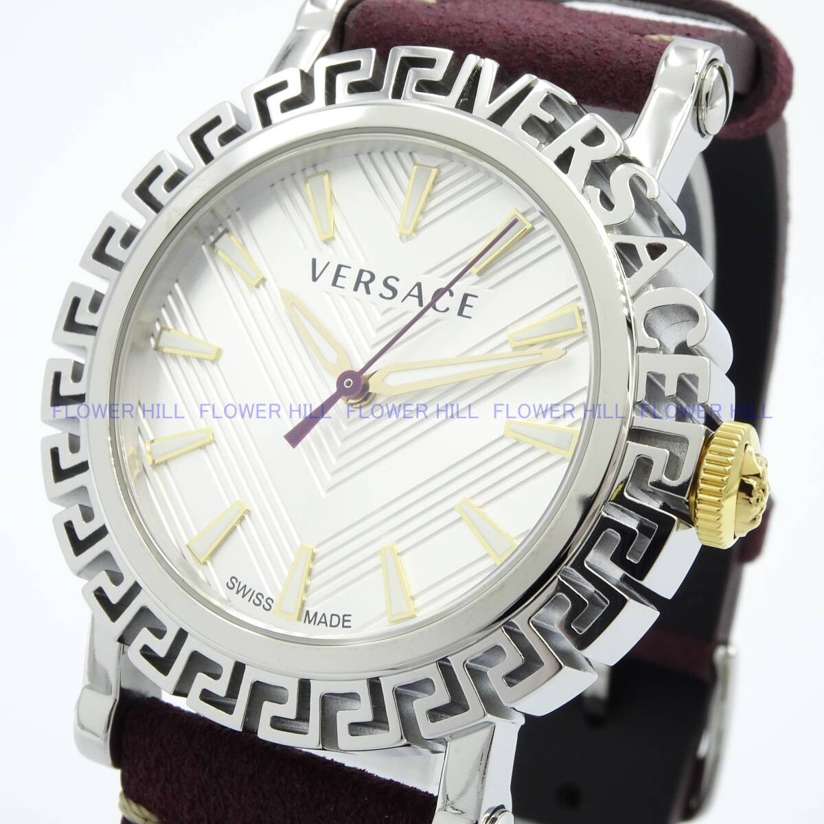 [B1Y] Versace Greca Glam Swiss Quartz Black Leather Watch VE6D00123 [h3x]