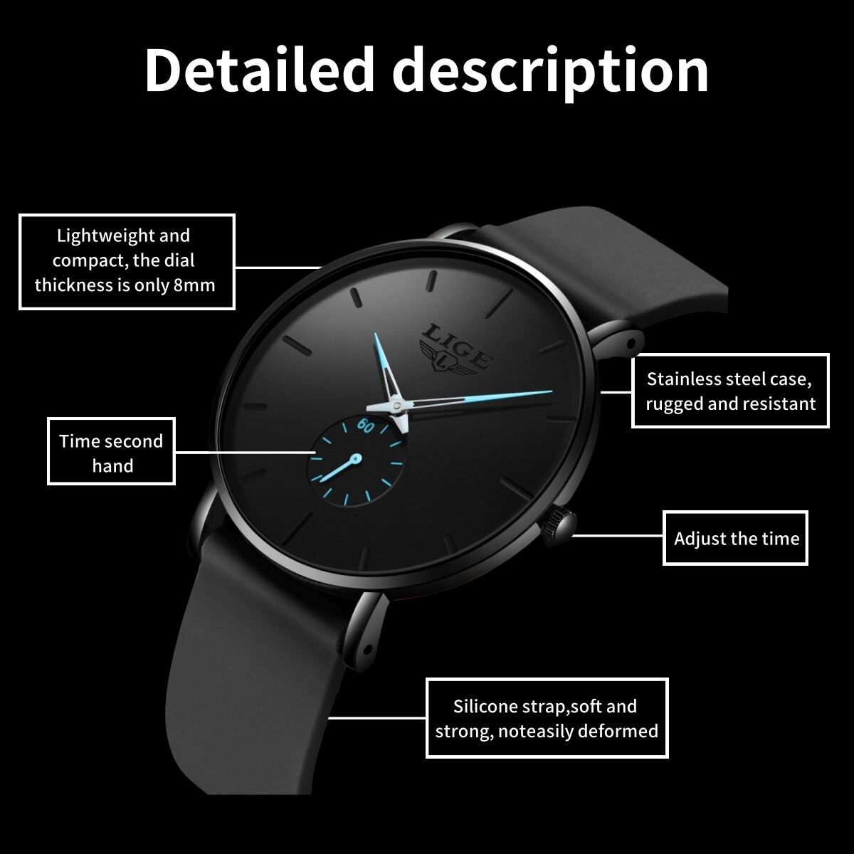 Ultra-thin Men Watches Quartz Stainless Steel 3ATM Waterproof Daily Wrist Watch