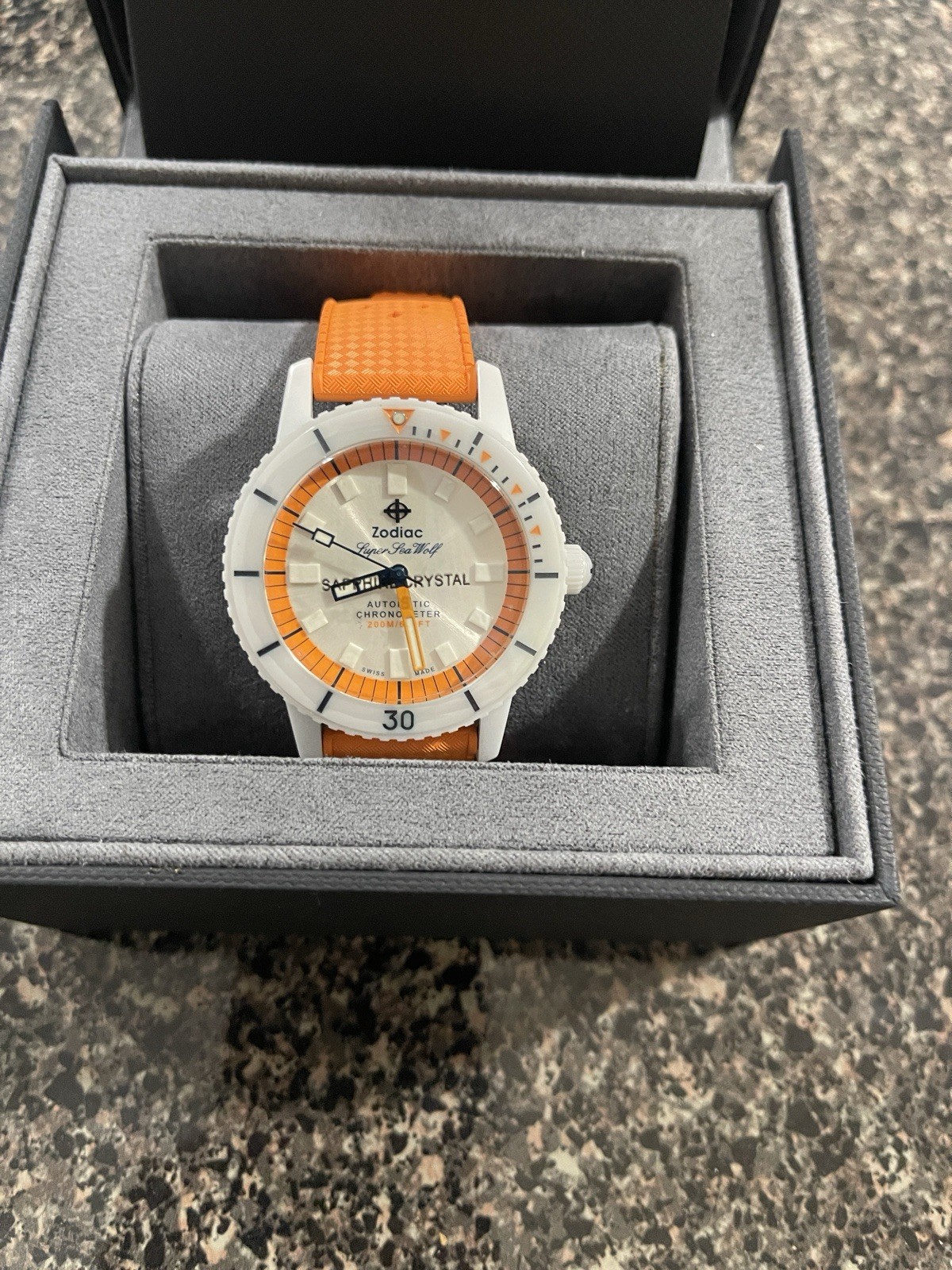 Zodiac Super Sea Wolf Automatic Ceramic Men’s Watch, ZO9591, White Dial