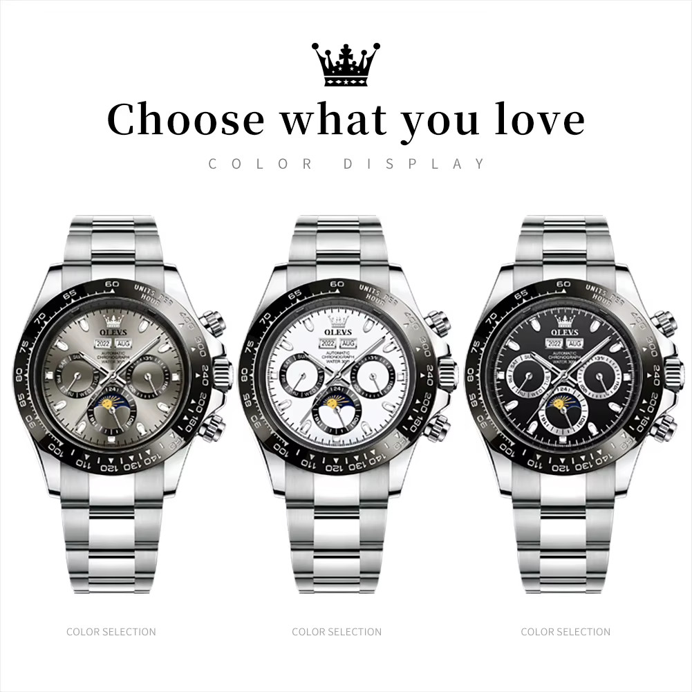6654 Luxury Men’s Automatic Mechanical Watch Chronograph Waterproof Date Sport