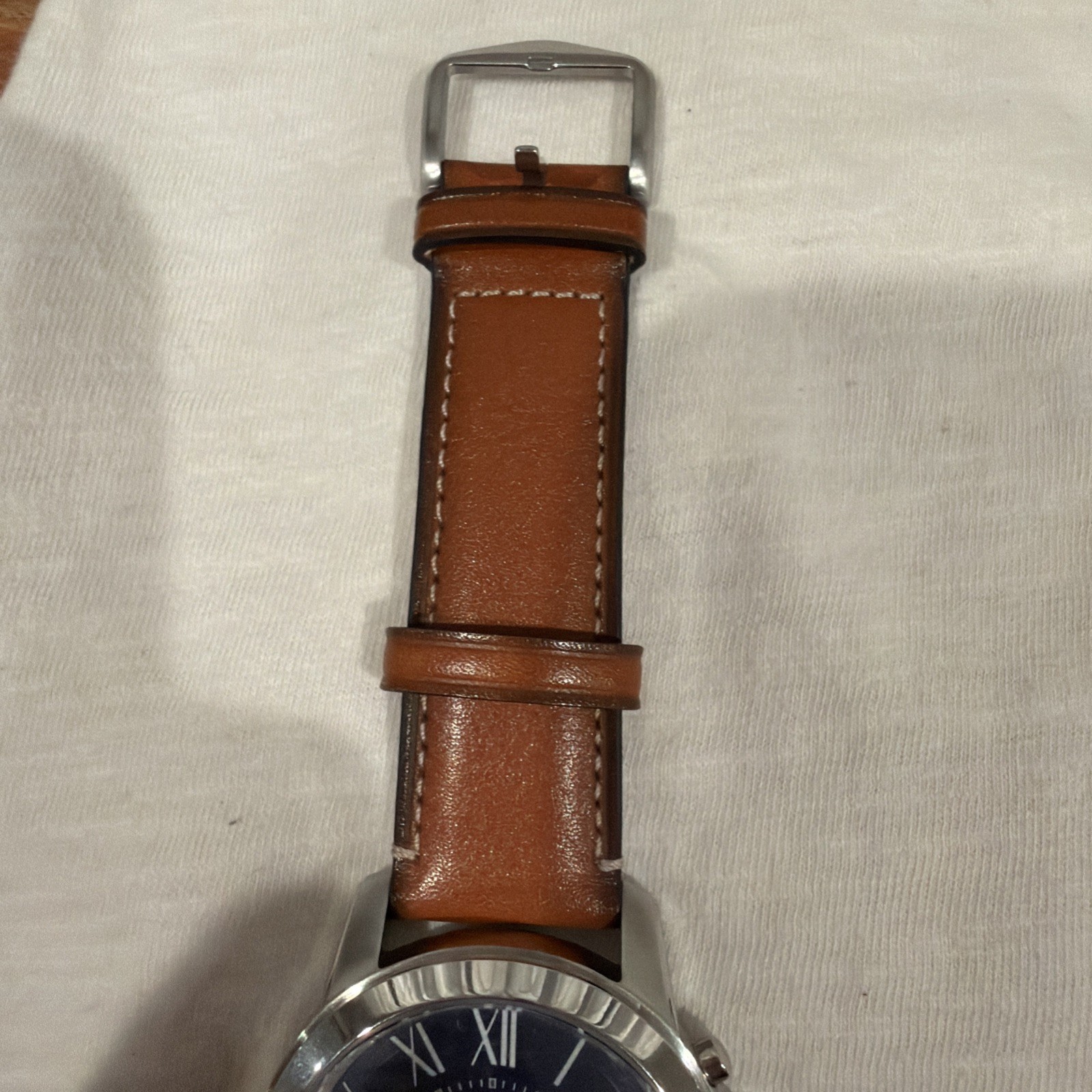 FOSSIL FS5210 Men’s Quartz Watch 45mm Stainless Steel Case Leather Band
