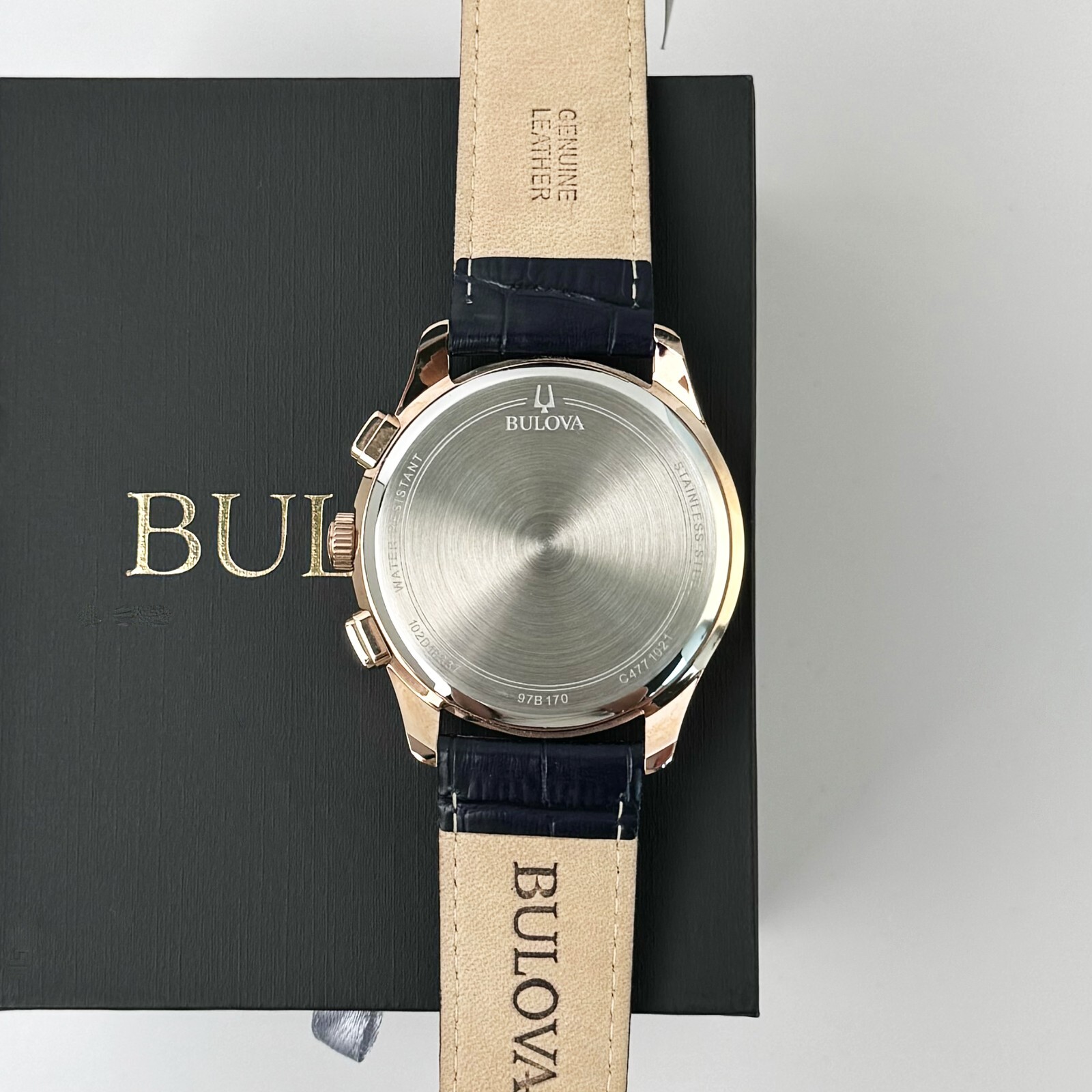 BULOVA 97B170 Wilton Men’s Classic Watch Leather Strap Quartz chronograph 46.5mm