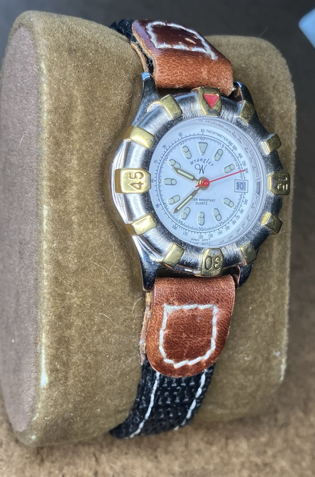 Wrangler Watch Women Silver Gold Stainless St WR Black Nylon Date White Quartz