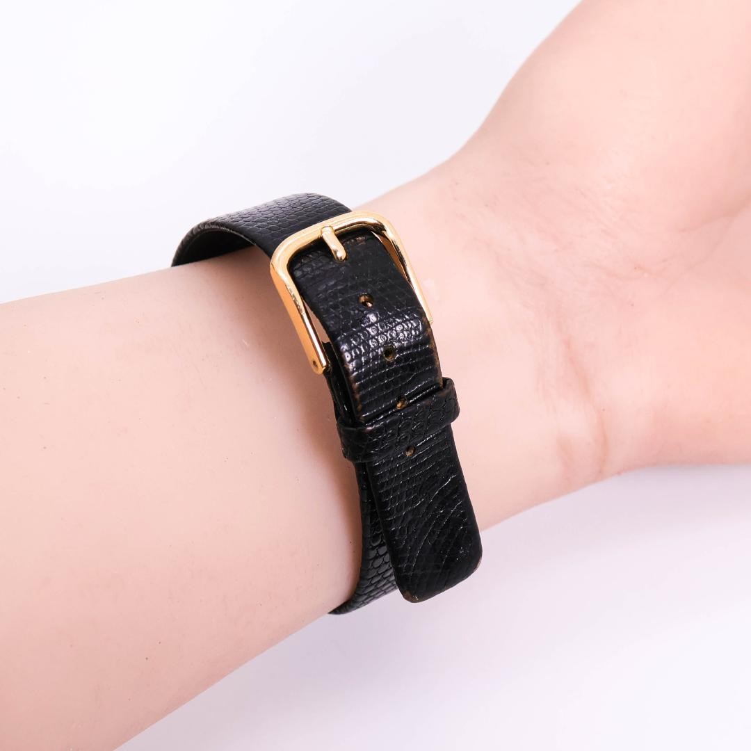 Rare working CELINE Watch Gold Square Black with outer box 3804