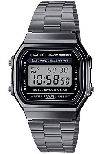 CASIO Vintage Gunmetal Digital Watch A168WGG-1A New Unisex Grey Ion Y862639