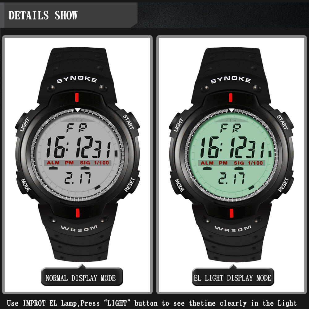 Men Digital Sport Watch LED Display Waterproof Alarm Multifunction Wristwatches