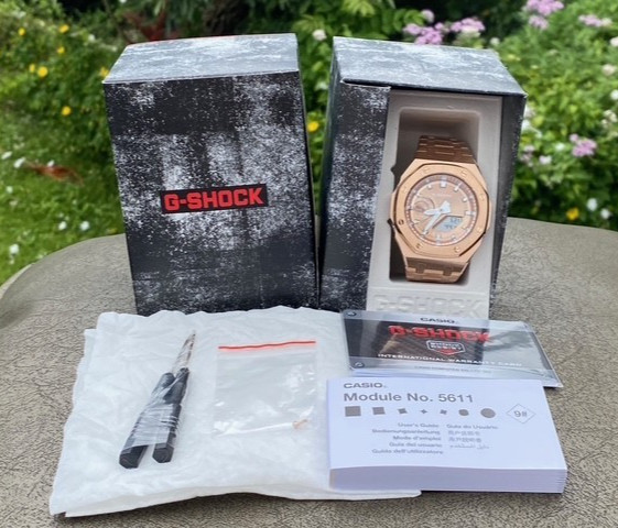New Casio G-Shock GA2100 added Stainless Steel All Rose Gold Color MOD