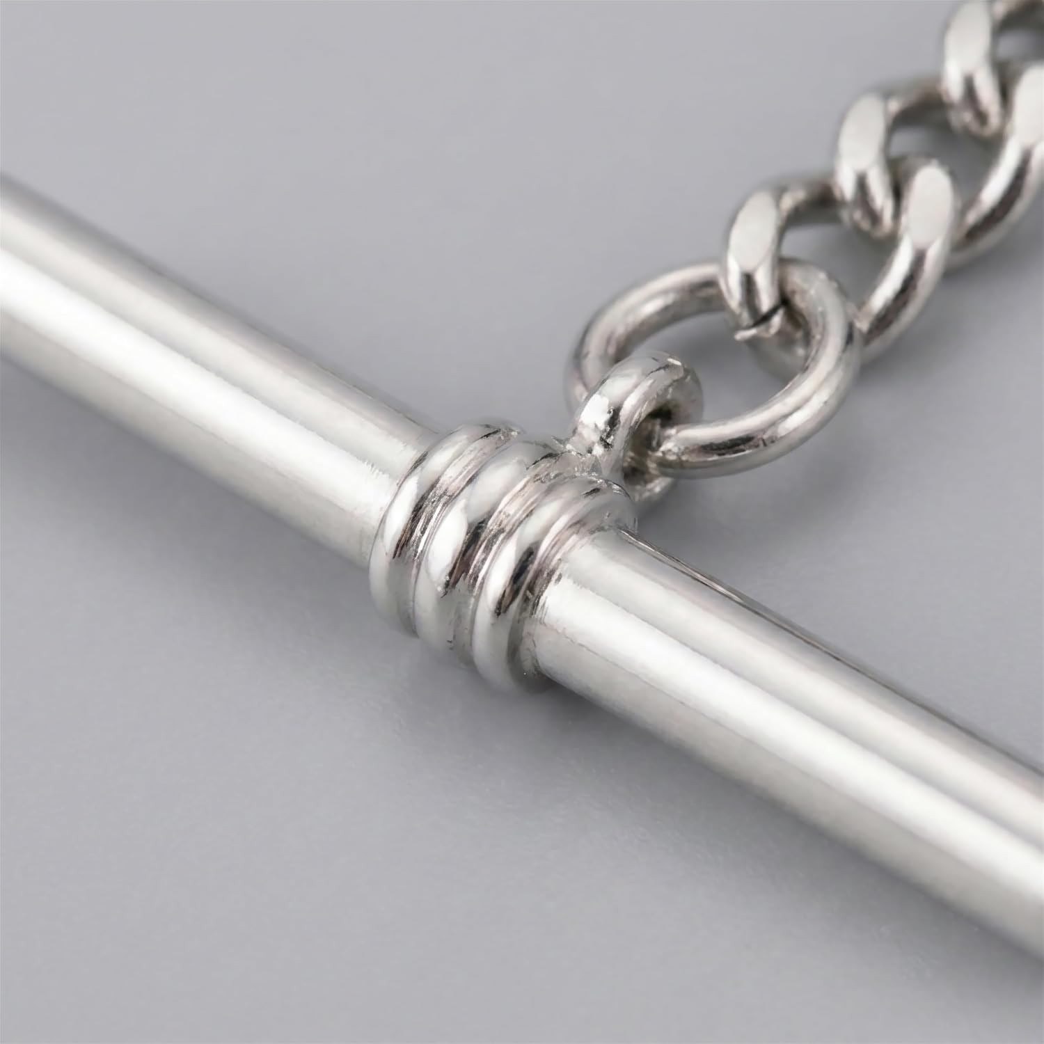 Handmade in the UK Silver Colour Single Albert Pocket Watch Chain with Pendant