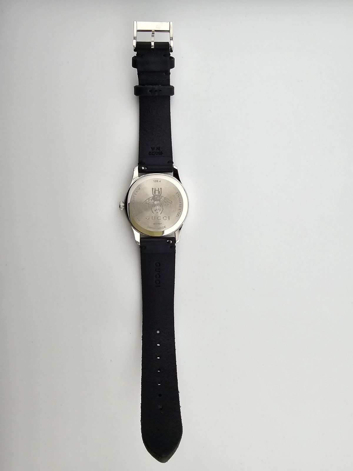 Gucci Men’s G-Timeless Bee Dial Leather Strap Watch – YA1264149 ($950 MSRP)