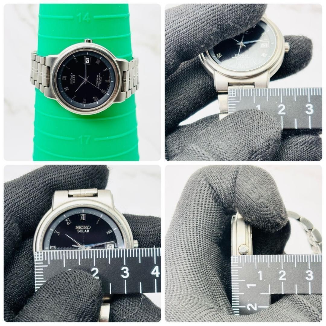 Working SEIKO Solar Date Titanium Black Men’s Wristwatch