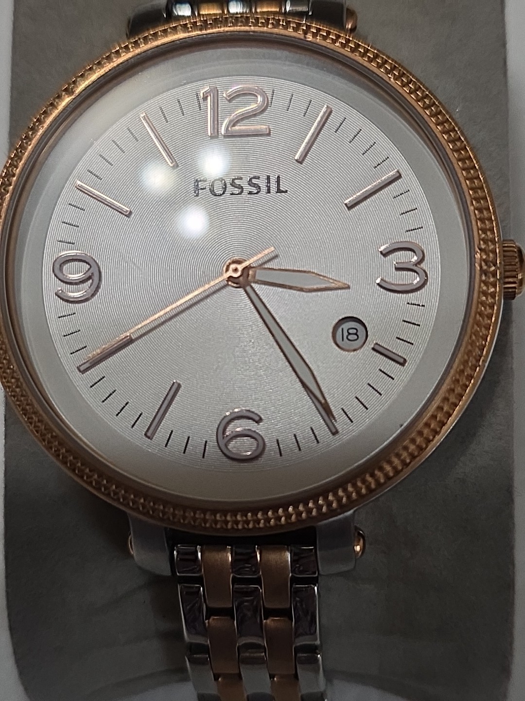 Fossil Watch ES3215 Two Tone Stainless Steel Watch Time/Date