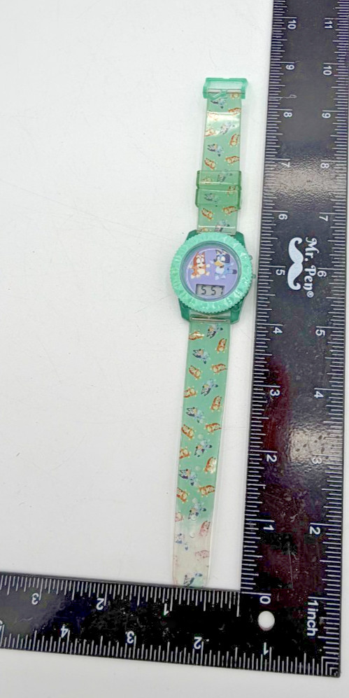Bluey Children’s LCD Watch with Flashing Case Aqua Blue-Green Working READ!