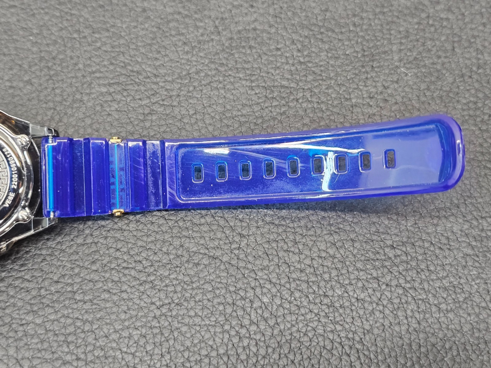 Versace Icon Active Indiglo Quartz Watch, Polycarbonate, Blue 43mm, VE6E00323