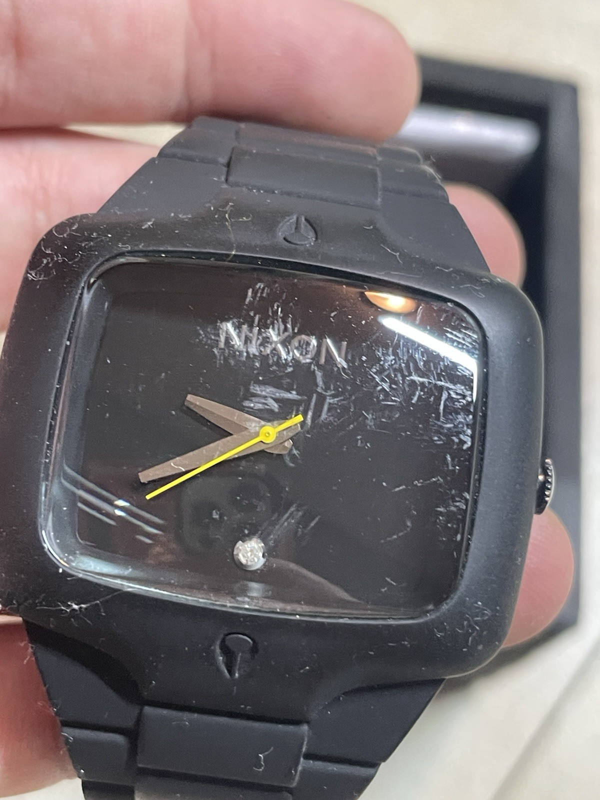 NIXON MENS YES IT IS REAL DIAMOND THE RUBBER PLAYER STL. STEEL Watch New Bat 10G