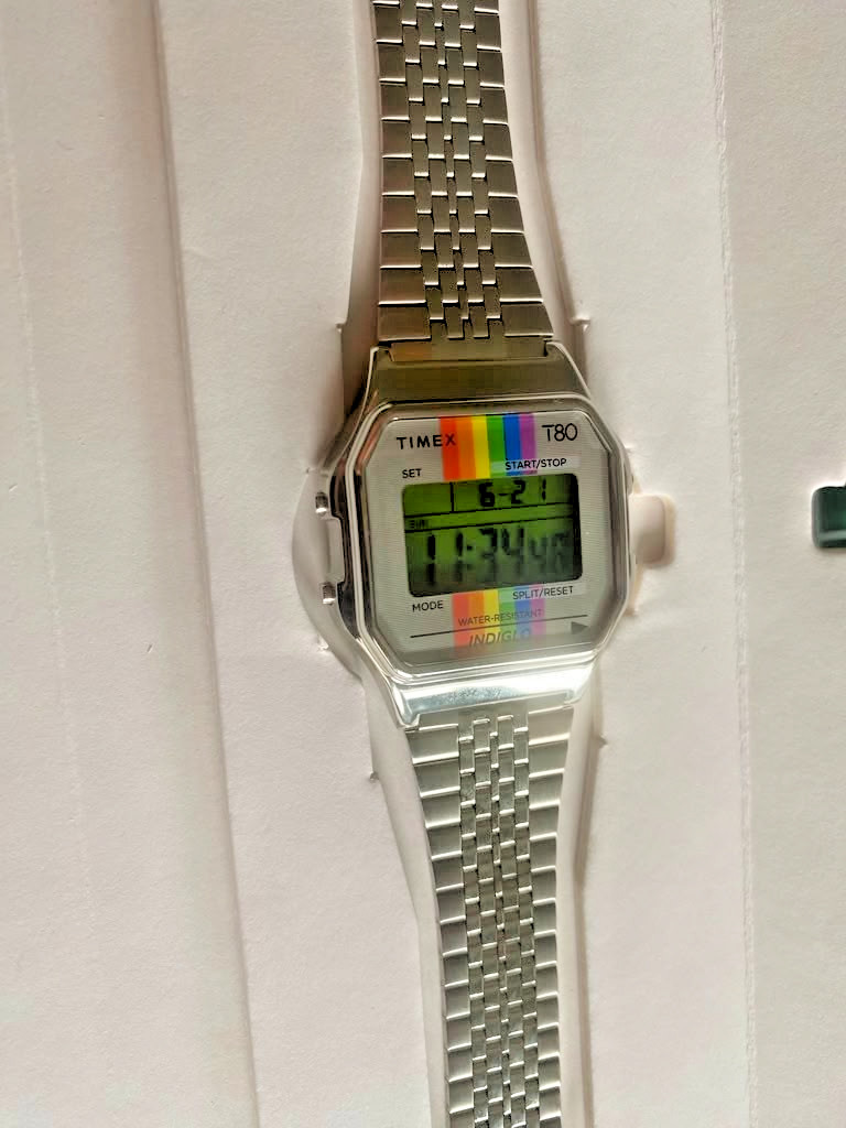 Timex T80 Digital Watch Rainbow Pride Indigo 30meters TW2U70700 (Read Desc)