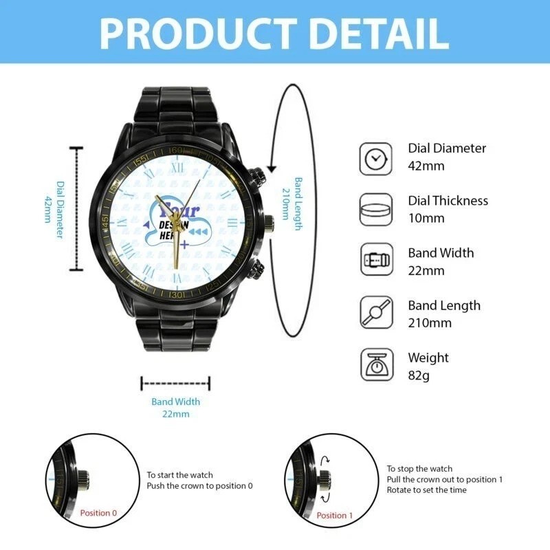 Personalized Industrial Steampunk Stainless Steel Wristwatch – Custom Name