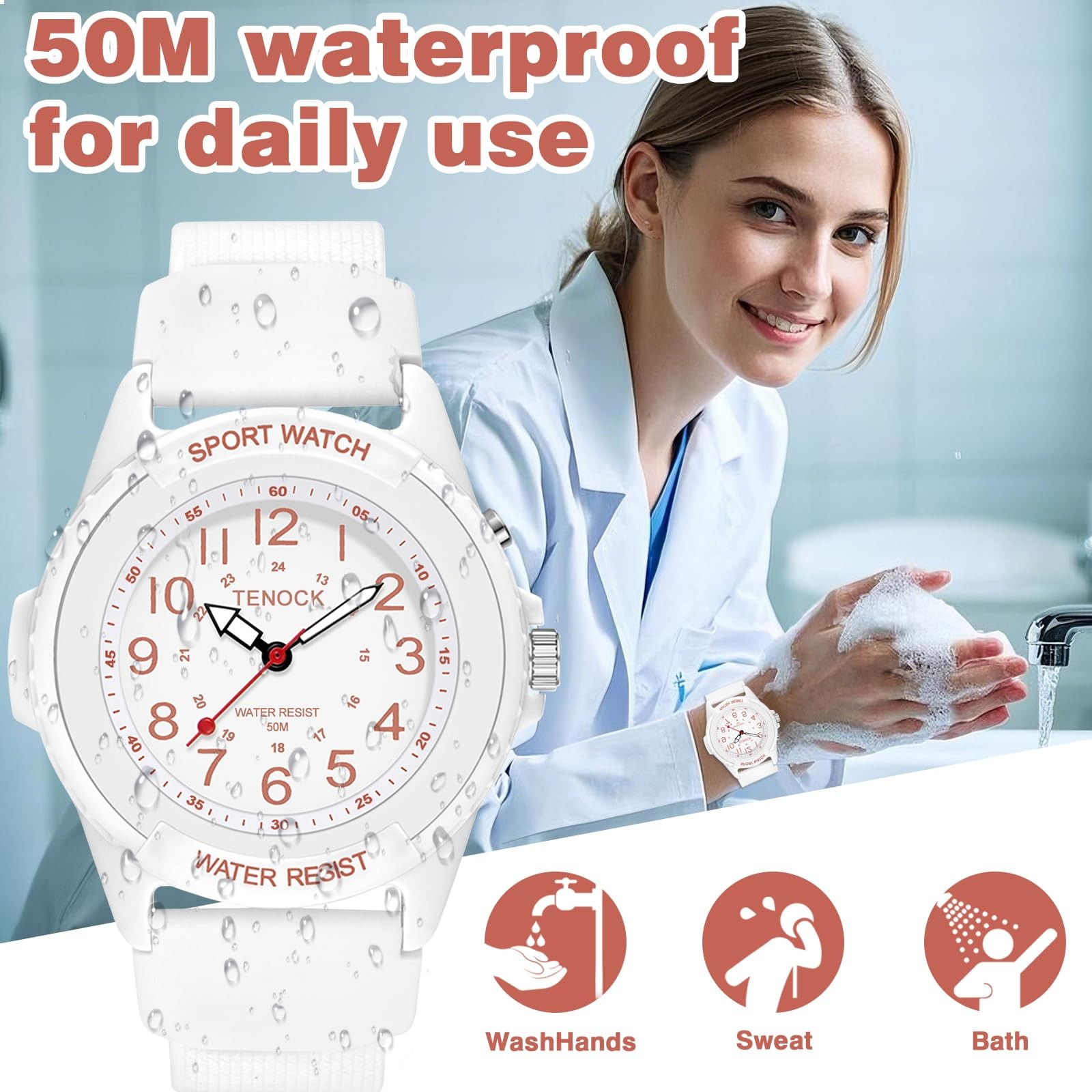 TENOCK Waterproof Nurse Watch for Medical Professionals Students Women Men, N…