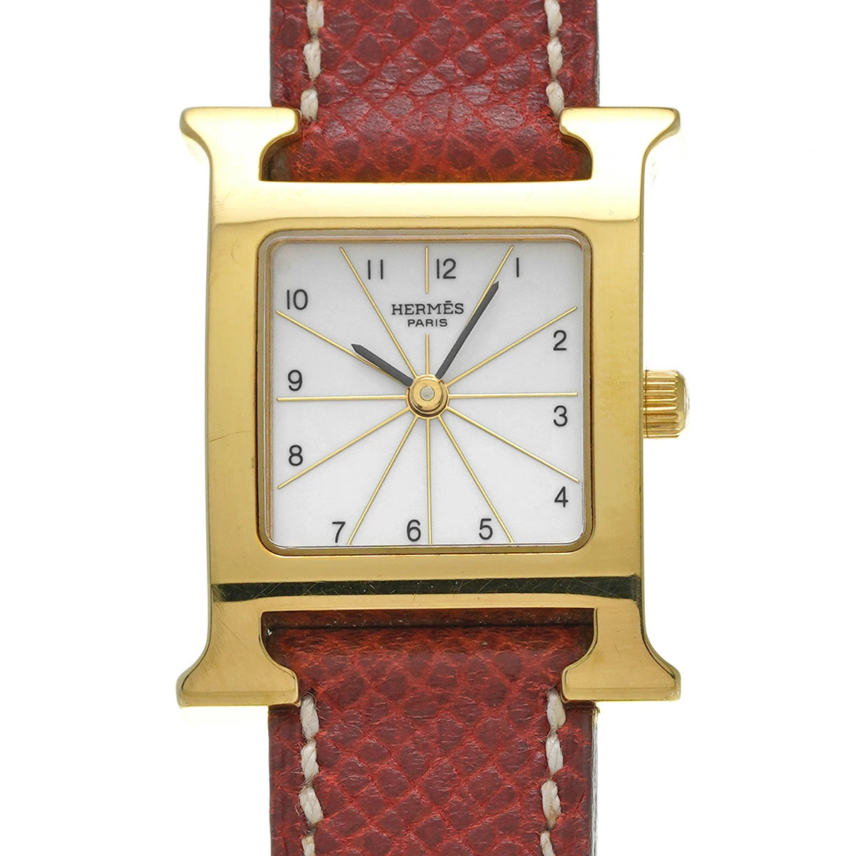 HERMES H-Watch HH1.201 White Case Size 21 x 21 mm Ladies Used Watch #61012