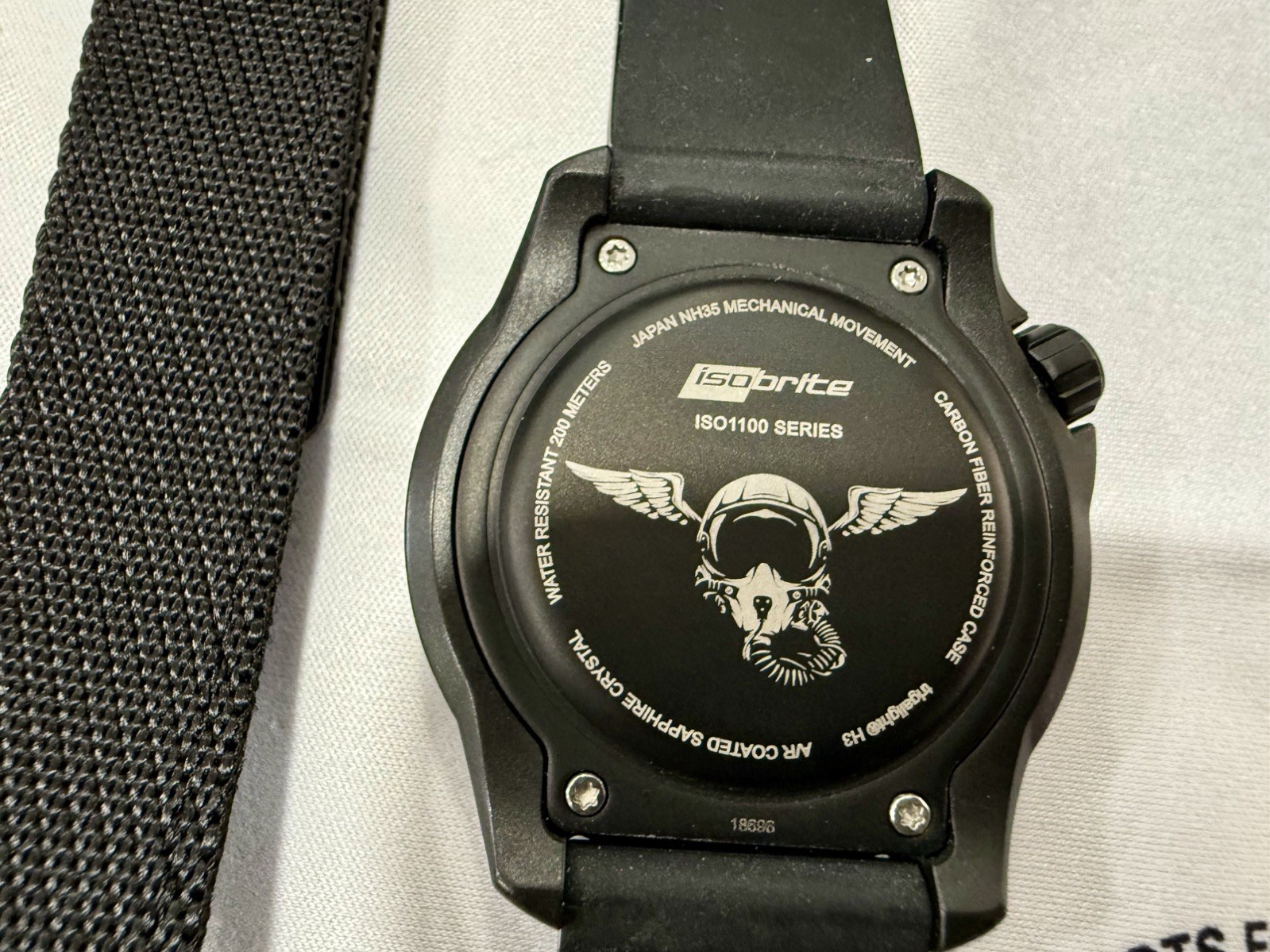 Isobrite Squadron MilSpec Zuludiver Auto Stealth Forged Carbon ISO1100 T100 45MM