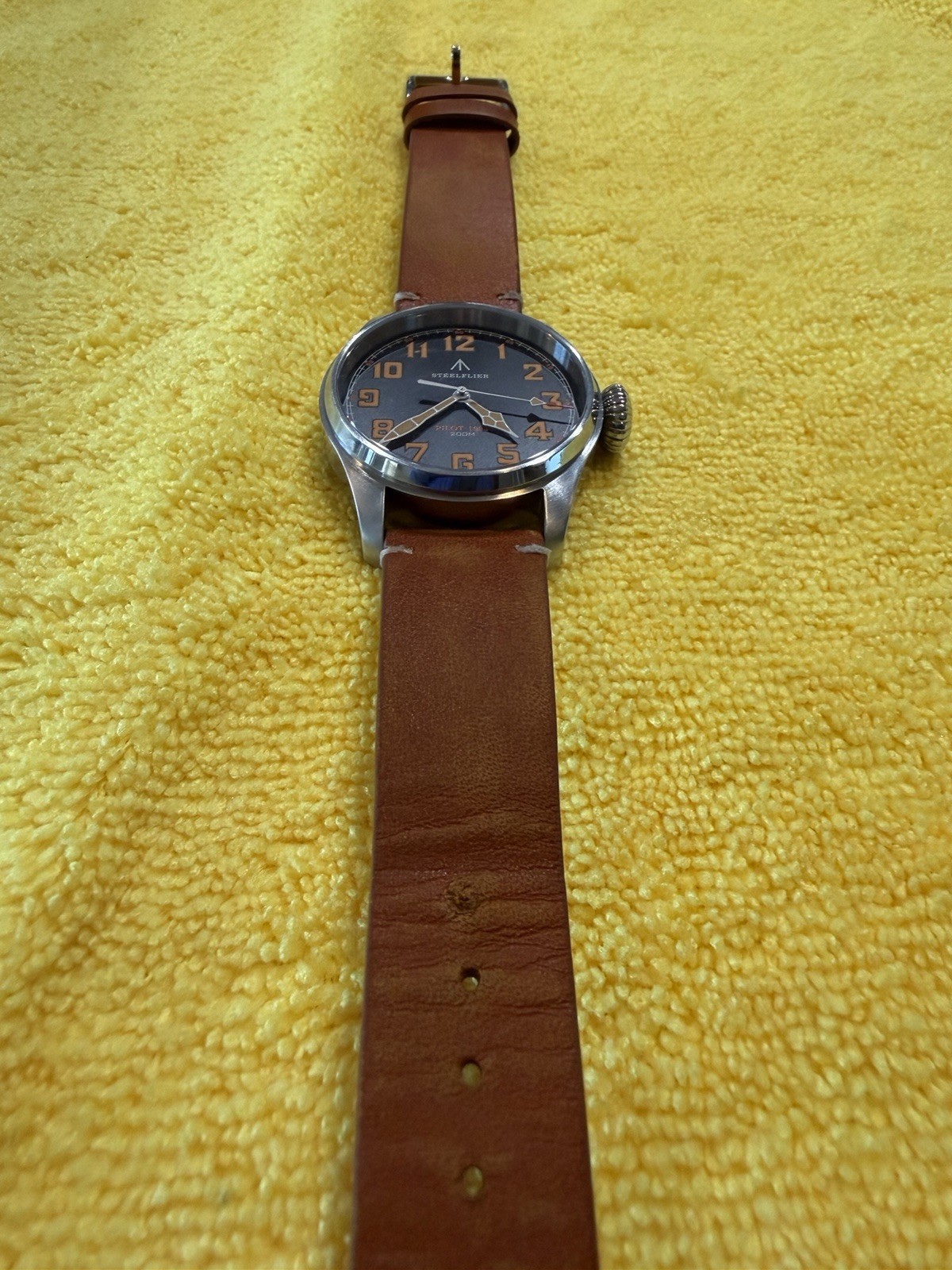 Steelflier Pilot 1903 Retro Aviation-Matte Black & Tan-VH31 Sweep Quartz-CUSTOM