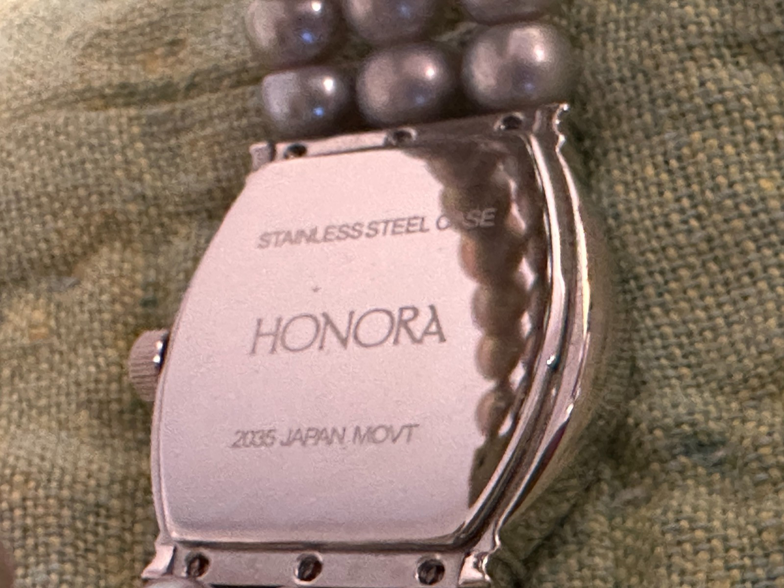 HONORA Watch Blue Gray Freshwater Pearl Triple Cuff Strand Bracelet w Box