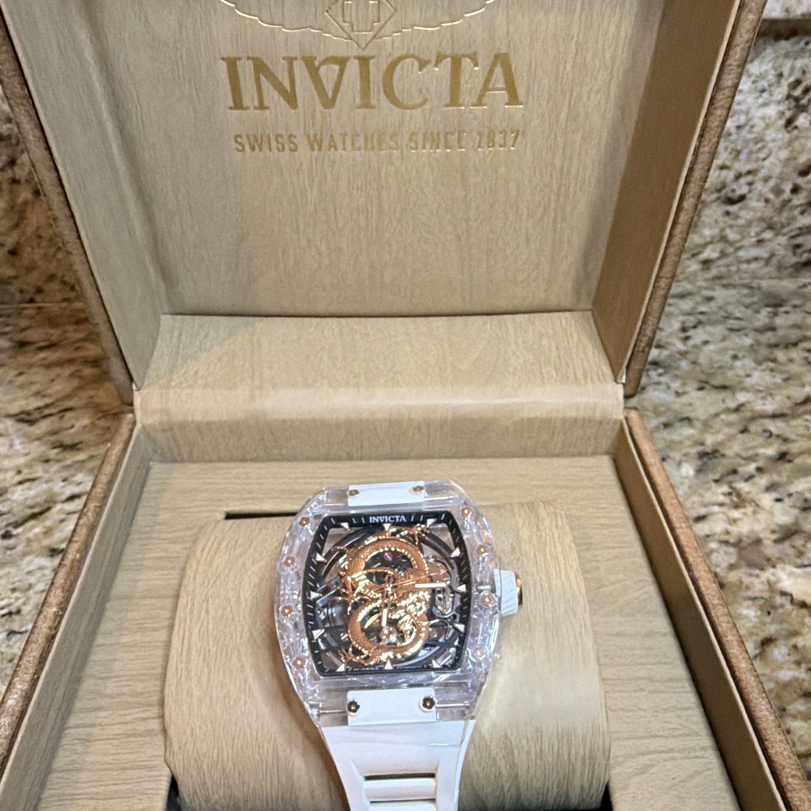 Invicta 69500 Artist Skeleton Dragon Automatic White Glass Luxury Men’s Watch
