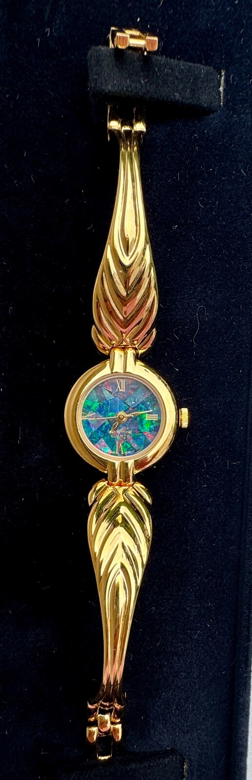 Genuine Opal Dial Watch-Petite size-Gold Plated-Vintage 1990’s-Gift Ready Case