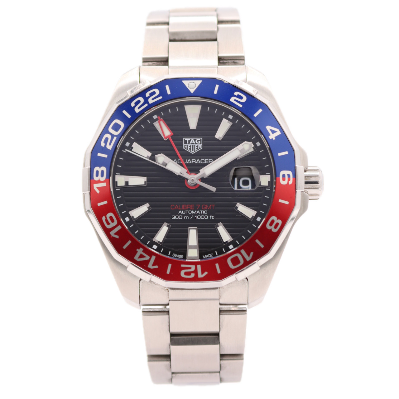 43mm Tag Heuer WAY201F.BA0927 Aquaracer GMT Pepsi Automatic Wristwatch Steel