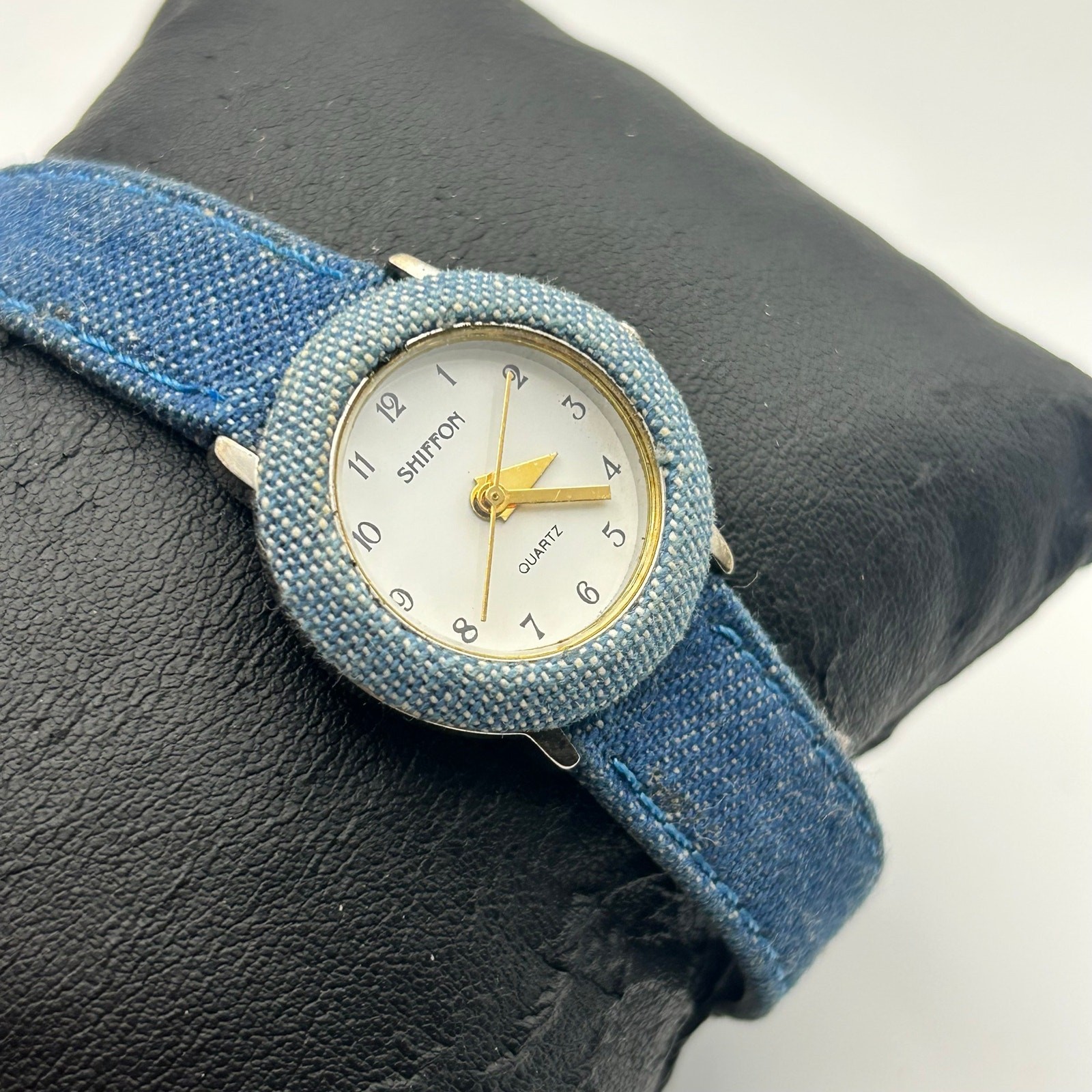 Shiffon Blue Denim Fabric Band and Case Cover Women’s Quartz Watch New Battery