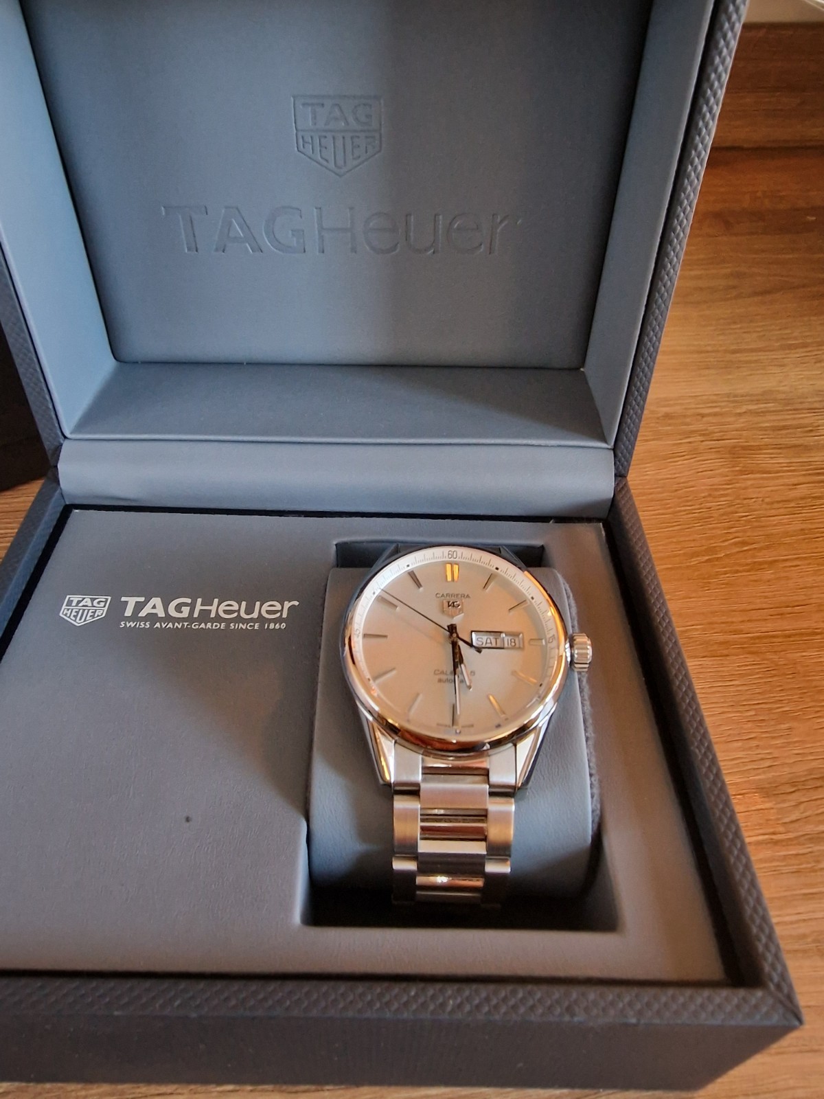 Tag Heuer Carrera Day Date 41mm Silver Dial. WAR201B. VGC