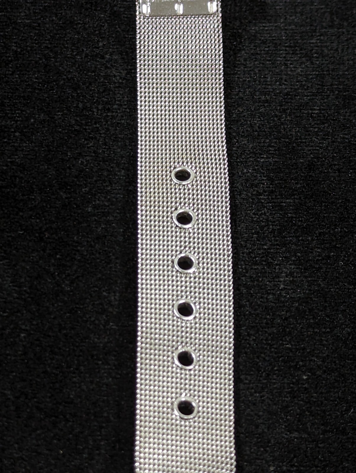 Silver Tone Pearlized Face Crystal Bezel Stainless Steel Mesh Style Band Watch
