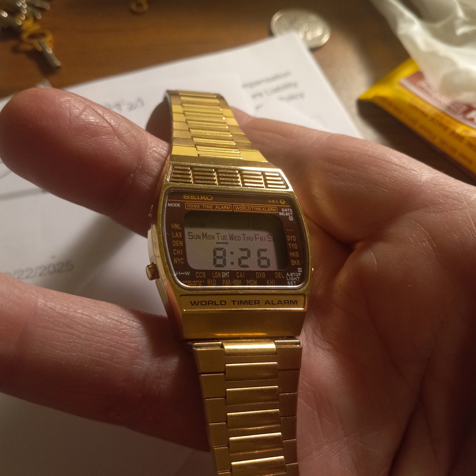 Immaculate 1970s Seiko WORLD ALARM, Wrist Watch Stunningly New Condition