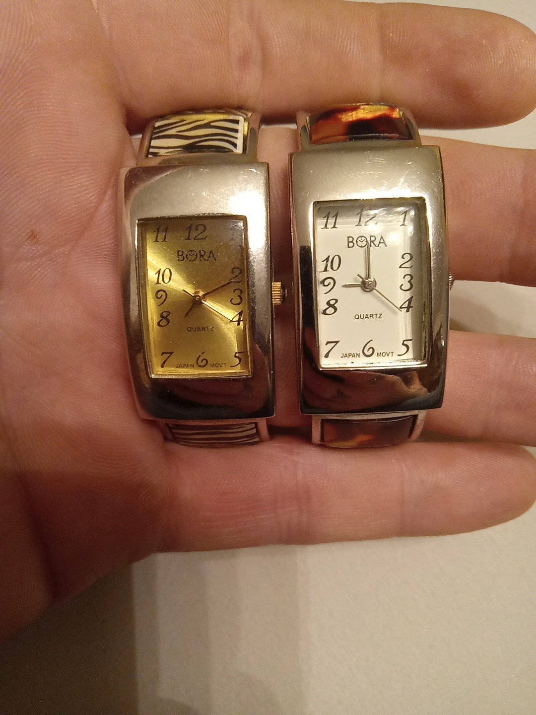 Womens Vintage Watch Set Of 2 Bora Brand With Zebra And Tourtoise Bands Untested