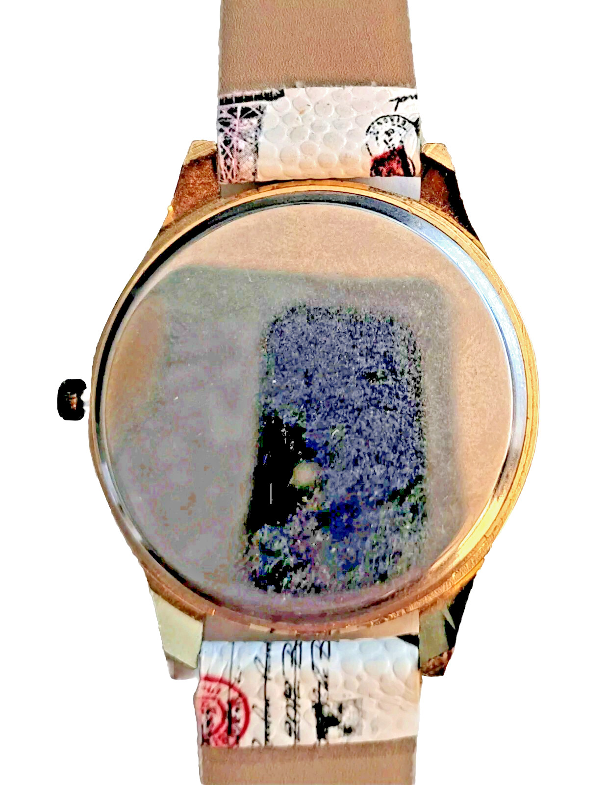 Paris Eiffel Tower Round Crystal Accent Gold Toned Paris Band New Battery